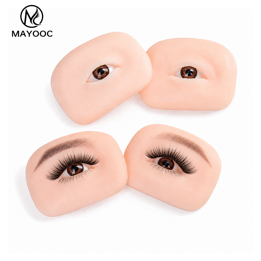 Eyelash Extension Doll Eye - رأس تدريب مسطح لتمديد الرموش مع