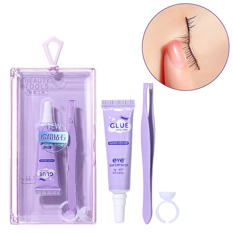 Eyelash Extension Eye Irritation - مجموعة غراء الرموش مع ملقط، غراء