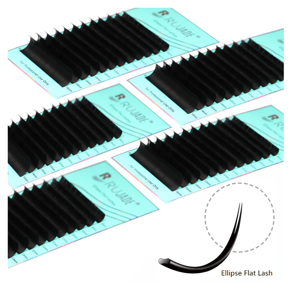 Individual Lash Tray - رموش RUJADE بيضاوية مسطحة للتمديد، تجعيد