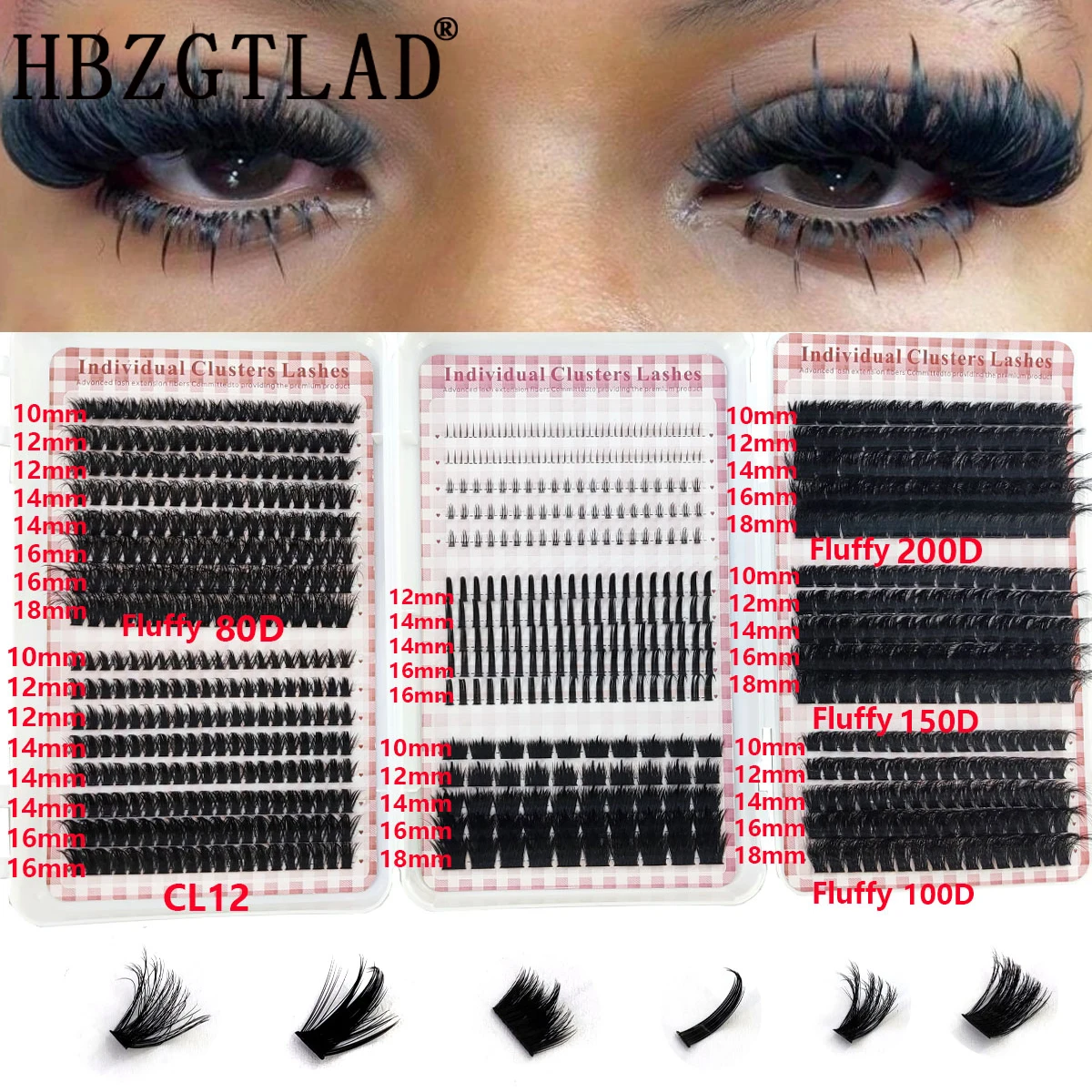 HBZGTLAD 200D-60D مجموعات رموش - مراجعة Eyelash Extension Single Lash وسعره