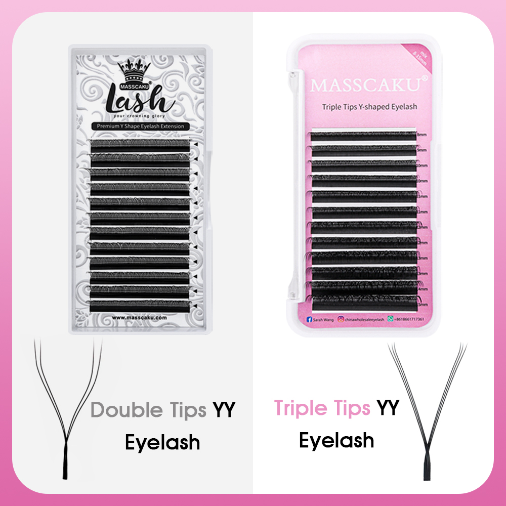 حار بيع Masscaku YY شكل رمش مل - مراجعة Eyelash Extension Double Lash وسعره